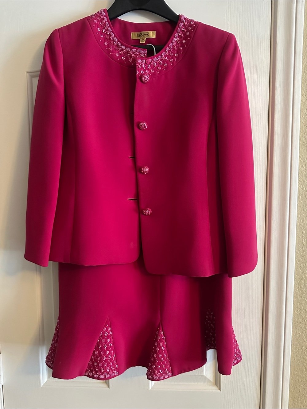 Kasper Hot Pink Two-Piece Jacket and Skirt Set